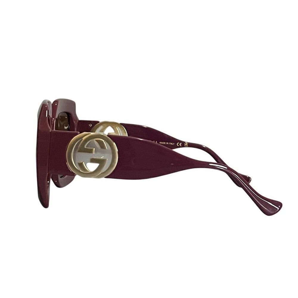 Authentic GUCCI GG1022S Women's Square Brown Plum Sunglasses Luxury Summer - Picture 7 of 13